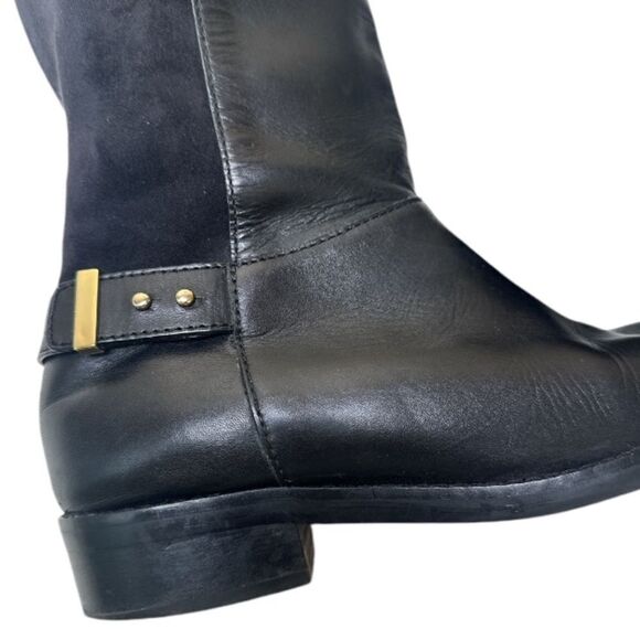 COLE HAAN Adler Black Leather Suede Riding Boots - Picture 6 of 14
